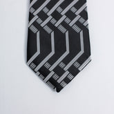 MONOCHROME GRID PATTERN WOVEN TIE